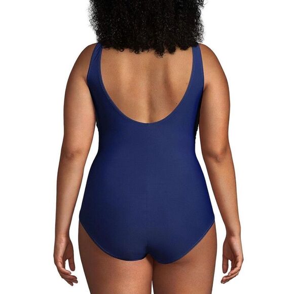 Lands End Womens Slender Suit Wrap One Piece Swimsuit Deep Sea Navy size 18W - Picture 4 of 9